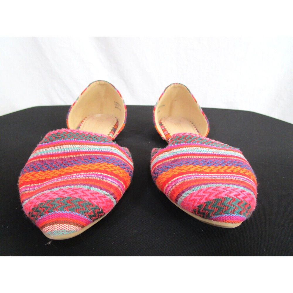 Restricted Multicolor Striped Fabric D'Orsay Flats Women’s Shoes Size 8.5 - Picture 4 of 10